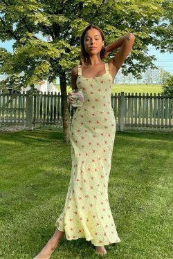 Coquette Aesthetic Birdie Ruffle Slim Floral Dress