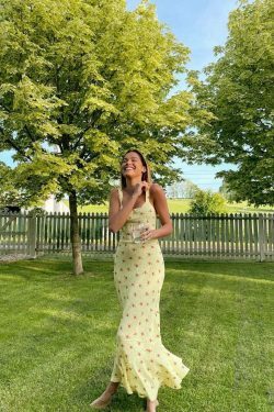 Coquette Aesthetic Birdie Ruffle Slim Floral Dress