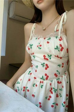 Coquette Aesthetic Black Cherry Charm Dress - Y2K Fashion Women's Clothing