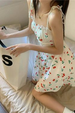 Coquette Aesthetic Black Cherry Charm Dress - Y2K Fashion Women's Clothing