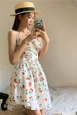 Coquette Aesthetic Black Cherry Charm Dress - Y2K Fashion Women's Clothing