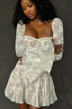 Coquette Aesthetic Blissful Bite Apricot Bell Mini Dress