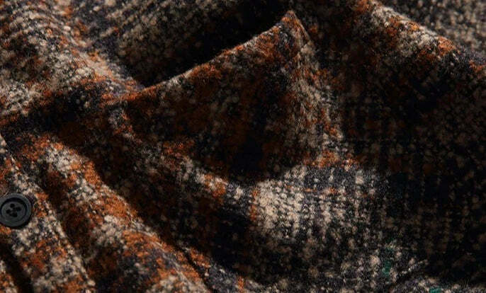 Coquette Aesthetic Boucle Texture Check Overshirt - Y2K Fashion Statement Piece