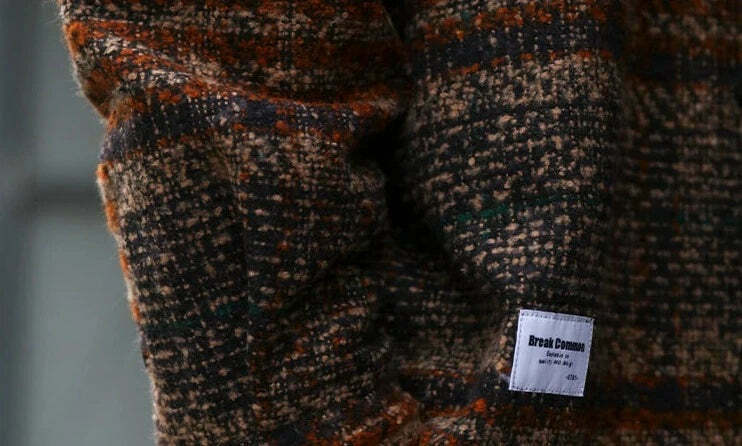 Coquette Aesthetic Boucle Texture Check Overshirt - Y2K Fashion Statement Piece