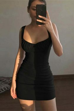 Coquette Aesthetic Bouquet Burst Ruched Tank Dress - Y2K Fashion for Women