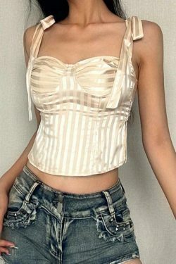 Coquette Aesthetic Bow Lace-Up Smocked Slit Tank Top