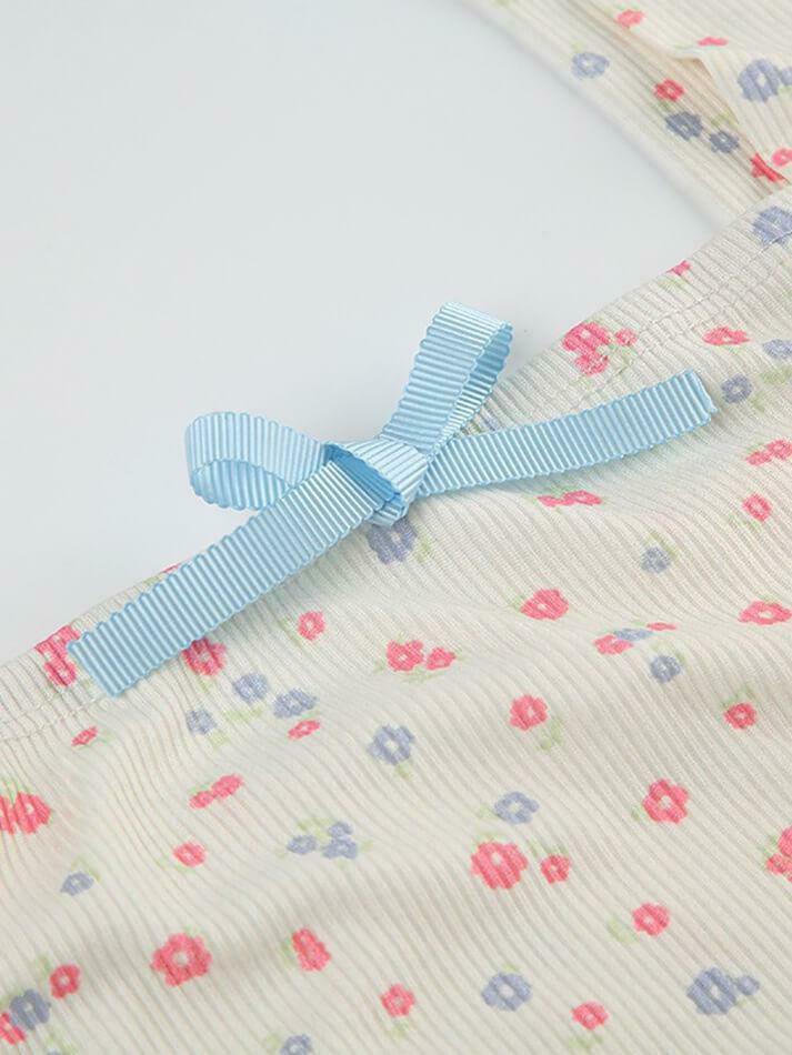 Coquette Aesthetic Bow Tie Floral Tank - Y2K Fashion Cute Tops & Pastel Goth Outfits