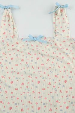Coquette Aesthetic Bow Tie Floral Tank - Y2K Fashion Cute Tops & Pastel Goth Outfits