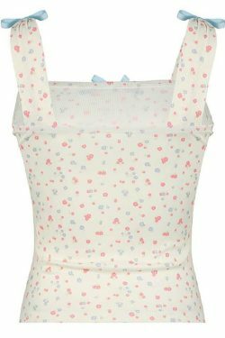 Coquette Aesthetic Bow Tie Floral Tank - Y2K Fashion Cute Tops & Pastel Goth Outfits