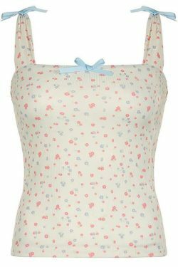 Coquette Aesthetic Bow Tie Floral Tank - Y2K Fashion Cute Tops & Pastel Goth Outfits