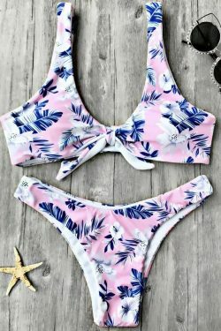 Coquette Aesthetic Bowknot Tropical Bikini Set - Y2K Fashion Swimwear