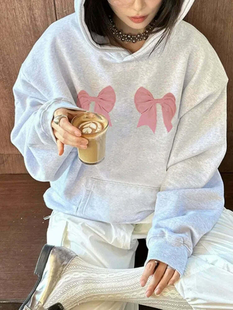 Coquette Aesthetic Bowtastic Hoodie - Y2K Fashion Statement Piece for Women