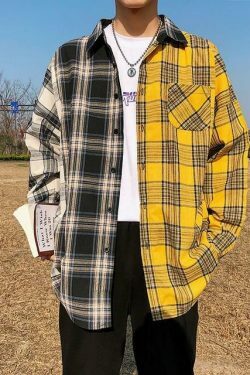 Coquette Aesthetic Boyfriend Check Shirt