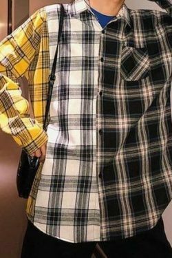 Coquette Aesthetic Boyfriend Check Shirt