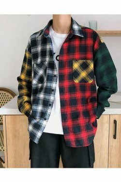 Coquette Aesthetic Boyfriend Check Shirt