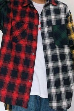 Coquette Aesthetic Boyfriend Check Shirt