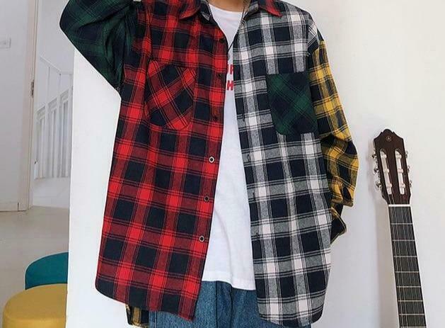 Coquette Aesthetic Boyfriend Check Shirt Coquette Aesthetic Boyfriend Check Shirt