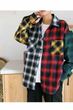 Coquette Aesthetic Boyfriend Check Shirt