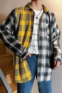 Coquette Aesthetic Boyfriend Check Shirt