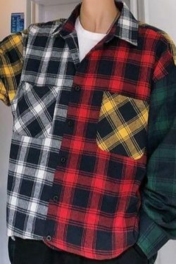 Coquette Aesthetic Boyfriend Check Shirt