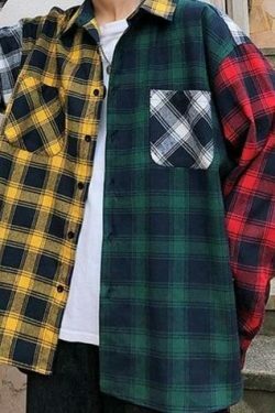 Coquette Aesthetic Boyfriend Check Shirt