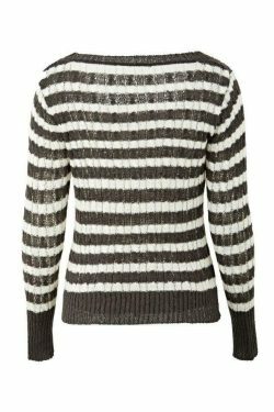 Coquette Aesthetic Brown Striped Cable Knit Top - Y2K Fashion Women's Fall Sweater