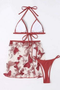 Coquette Aesthetic Butterfly Mesh Bikini Set - Y2K Fashion Swimwear