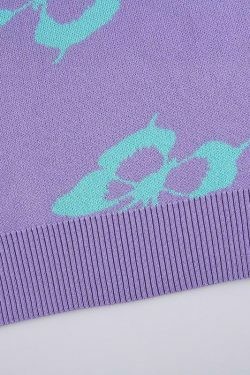 Coquette Aesthetic Butterfly Print Kawaii Jumper - Y2K Fashion Women's Top