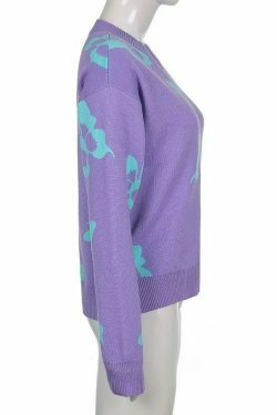 Coquette Aesthetic Butterfly Print Kawaii Jumper - Y2K Fashion Women's Top