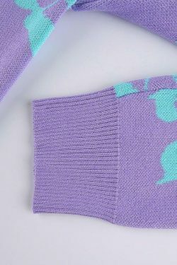 Coquette Aesthetic Butterfly Print Kawaii Jumper - Y2K Fashion Women's Top