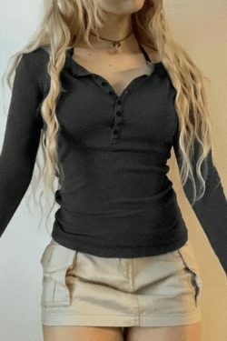 Coquette Aesthetic Button Down Knit Top - Y2K Fashion Grunge Style Cute Tops Pastel Goth