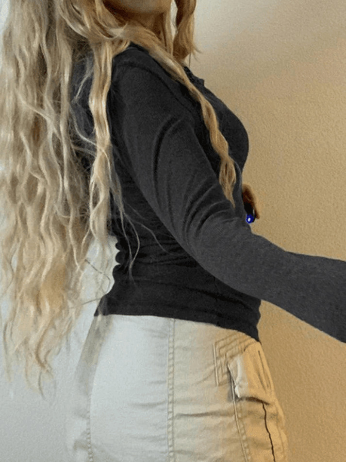 Coquette Aesthetic Button Down Knit Top - Y2K Fashion Grunge Style Cute Tops Pastel Goth