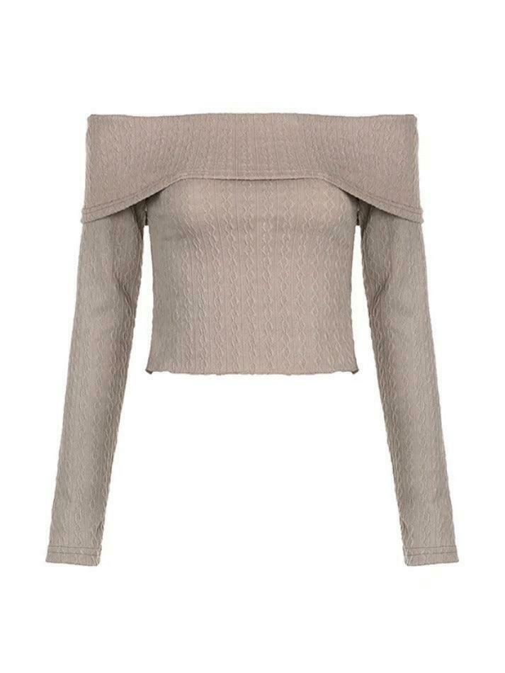 Coquette Aesthetic Cable Knit Off-Shoulder Sweater: Y2K Fashion for Women
