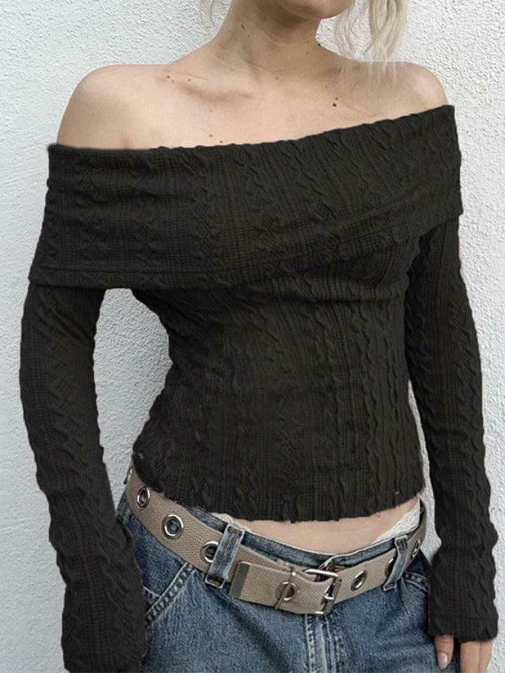 Coquette Aesthetic Cable Knit Off-Shoulder Sweater: Y2K Fashion for Women
