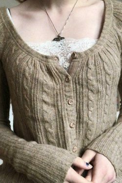 Coquette Aesthetic Cable Knit Top: Y2K Fashion with Grunge & Pastel Goth Vibes