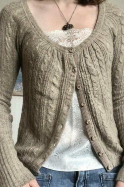 Coquette Aesthetic Cable Knit Top: Y2K Fashion with Grunge & Pastel Goth Vibes