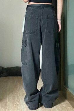 Coquette Aesthetic Cargo Jeans with Oversized Pockets