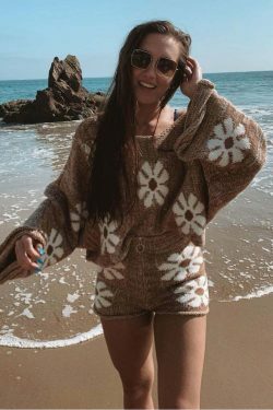 Coquette Aesthetic Cargo Skirt & Cute Tops: Y2K Fashion Woolen Suit with Grunge & Pastel Goth Vibes