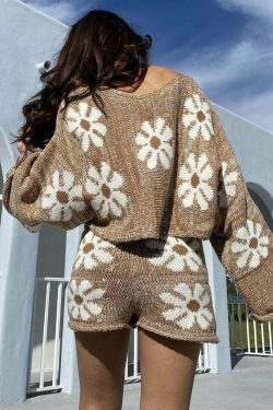 Coquette Aesthetic Cargo Skirt & Cute Tops: Y2K Fashion Woolen Suit with Grunge & Pastel Goth Vibes