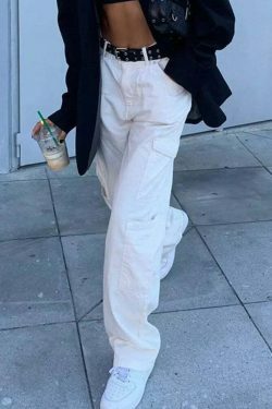 Coquette Aesthetic Cargo Skirt - Y2K Fashion High Waisted Trousers