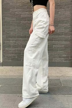 Coquette Aesthetic Cargo Skirt - Y2K Fashion High Waisted Trousers