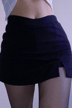 Coquette Aesthetic Cargo Skirt - Y2K Fashion Split Detail Mini Skirt