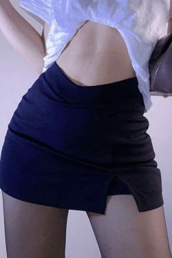 Coquette Aesthetic Cargo Skirt - Y2K Fashion Split Detail Mini Skirt