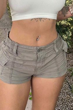Coquette Aesthetic Cargo Skirt: Craya Cargo Pocket Up Shorts