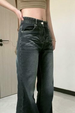 Coquette Aesthetic Cargo Skirt in Vintage Wash Slim-Fit Boot-Cut Jeans