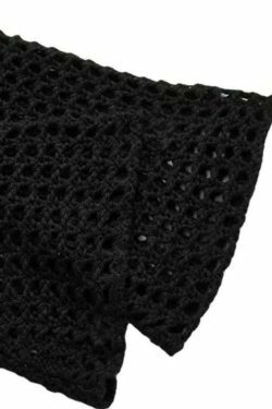 Coquette Aesthetic Cargo Skirt with All Over Cutout Flare Sleeve Knit