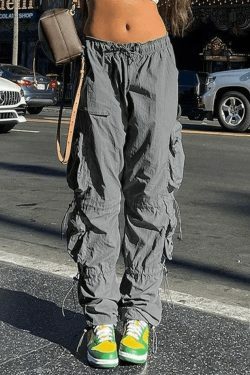 Coquette Aesthetic Cargo Skirt with Drawstring Pockets