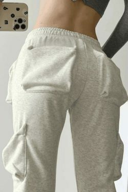 Coquette Aesthetic Cargo Skirt with Functional Pocket in White