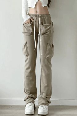 Coquette Aesthetic Cargo Skirt with Functional Pocket in White