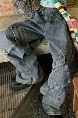 Coquette Aesthetic Cargo Skirt with Irregular Pocket Splice